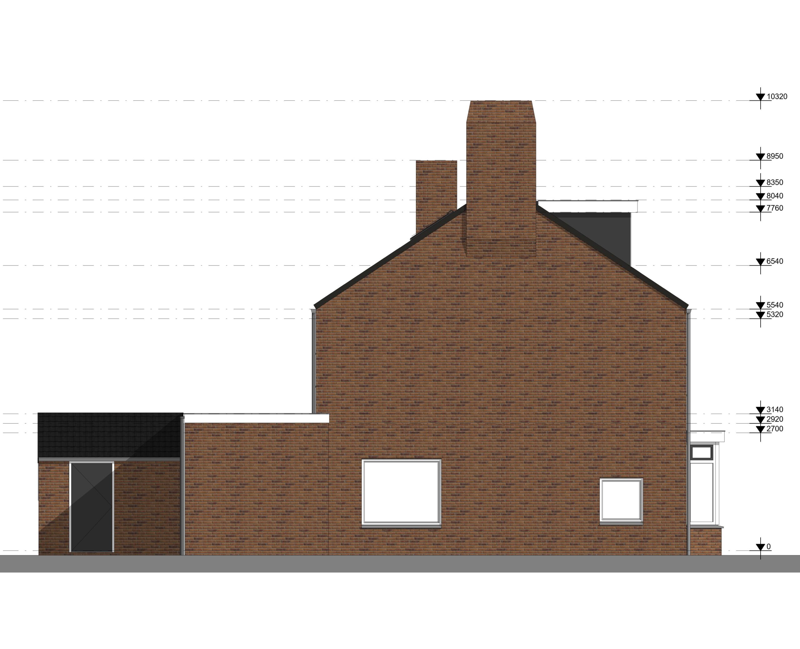 architect tekenbureau aanbouw uitbouw dakkapel erker alphen aan den rijn bouwtekening linker zijgevel