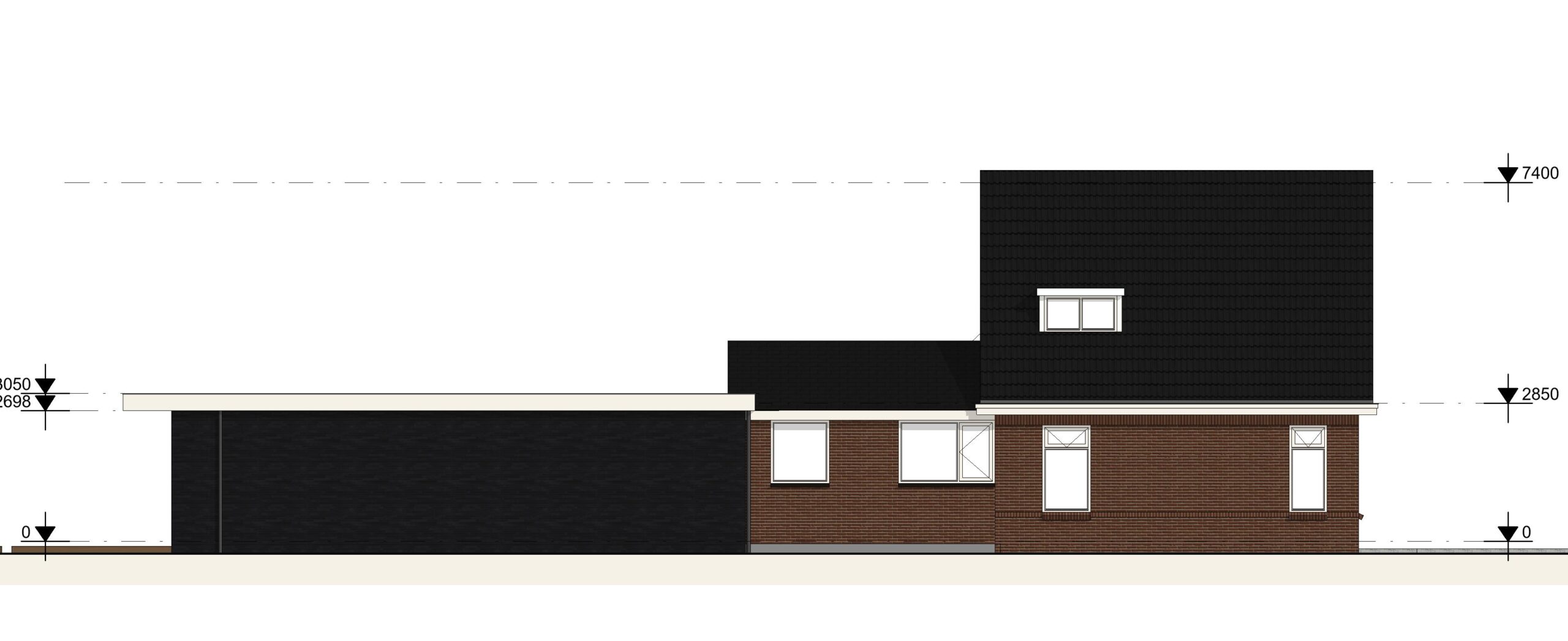 architect tekenbureau aanbouw uitbouw garage leimuiden bouwtekening linker zijgevel
