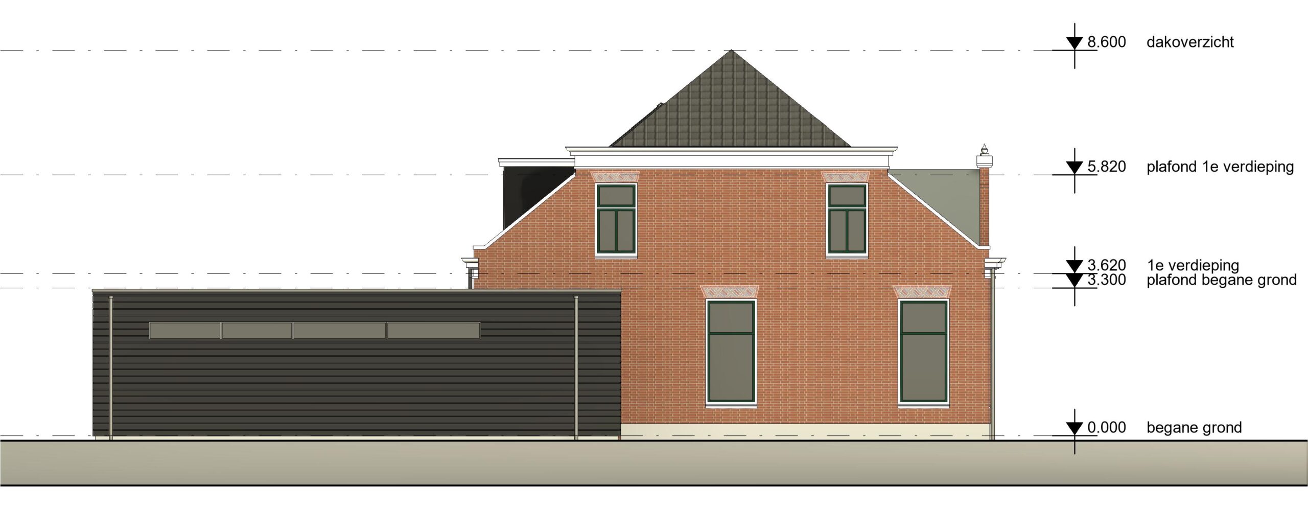 architect tekenbureau dakkapel dakraam lichtstraat monument roelofarendsveenbouwtekening zijgevel links