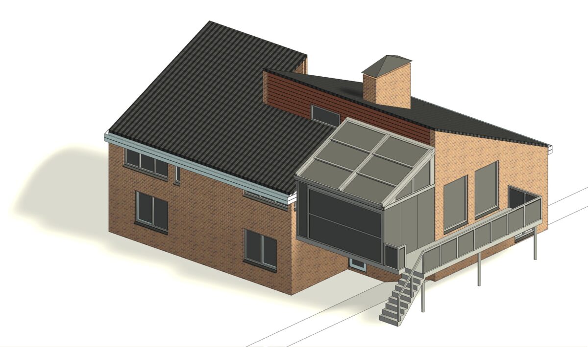 architect tekenbureau aanbouw uitbouw serre tuinkamer roelofarendsveenbouwtekening 3D visualisatie achter