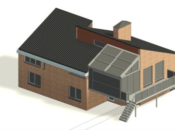 architect tekenbureau aanbouw uitbouw serre tuinkamer roelofarendsveenbouwtekening 3D visualisatie achter