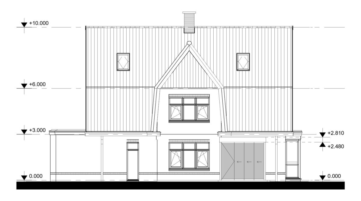 architect tekenbureau aanbouw uitbouw tuinkamer blaricum bouwtekening gevel aanzicht zij