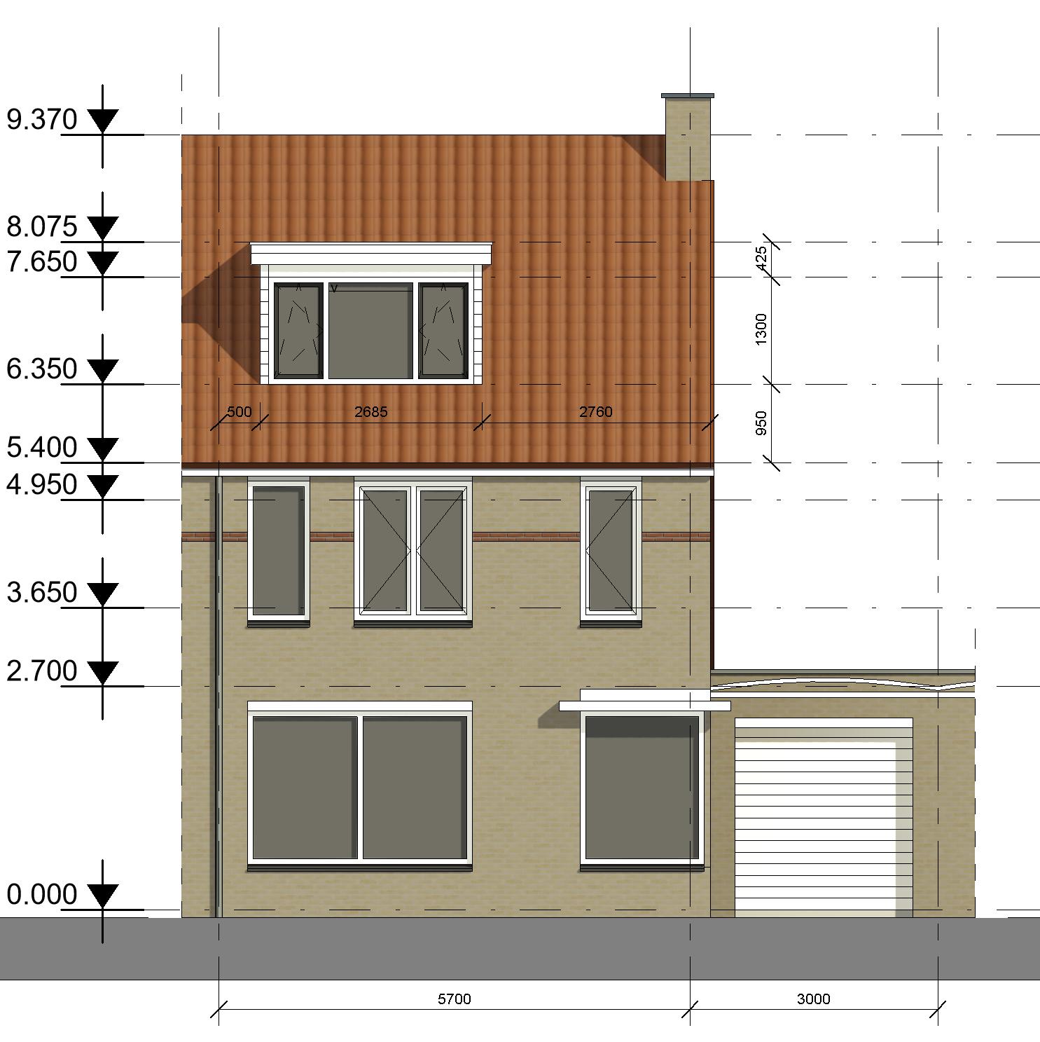 architect tekenbureau dakkapel berkel en rodenrijs bouwtekening voorgevel