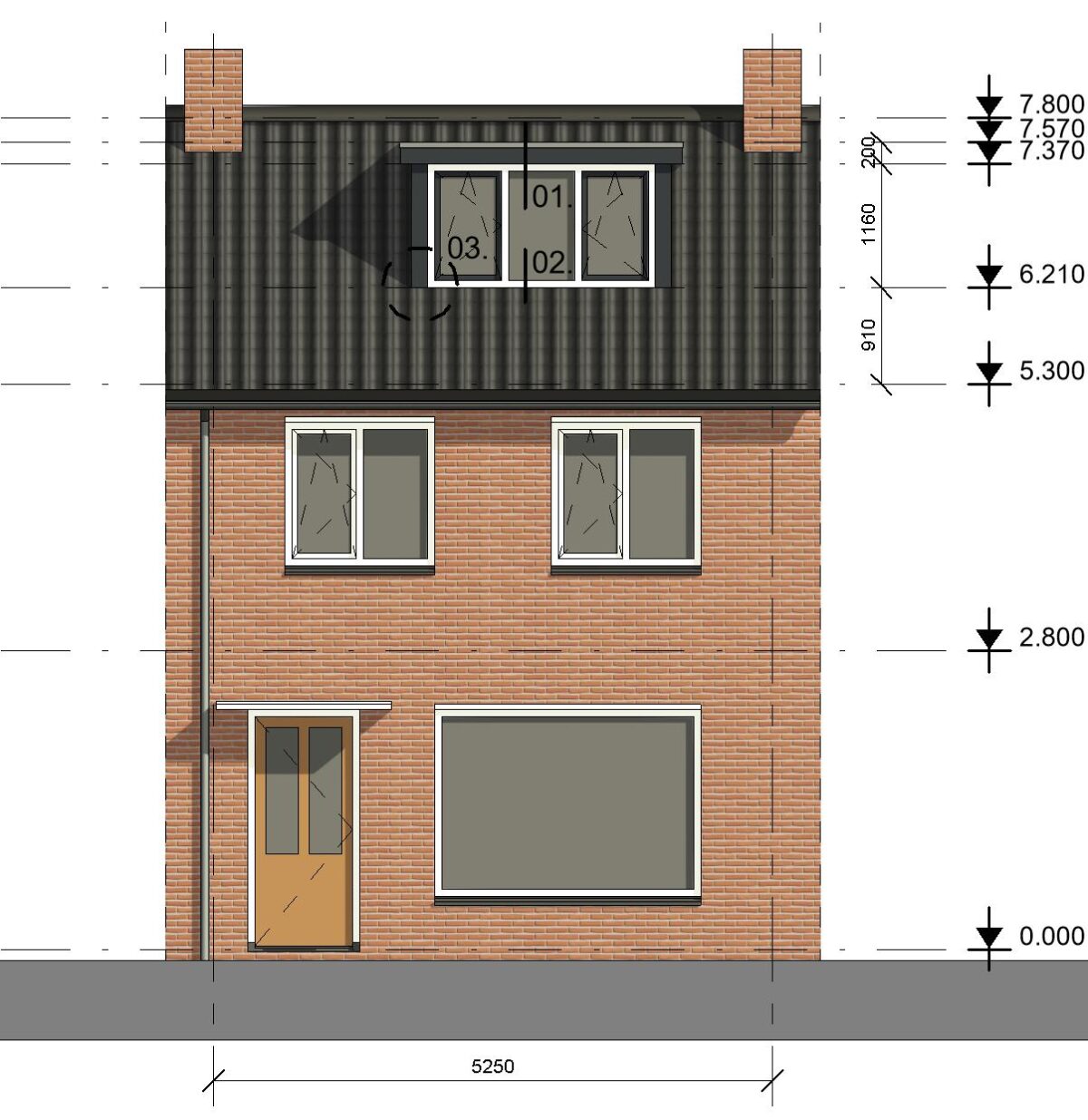 architect tekenbureau dakkapel hilversum bouwtekening voorgevel