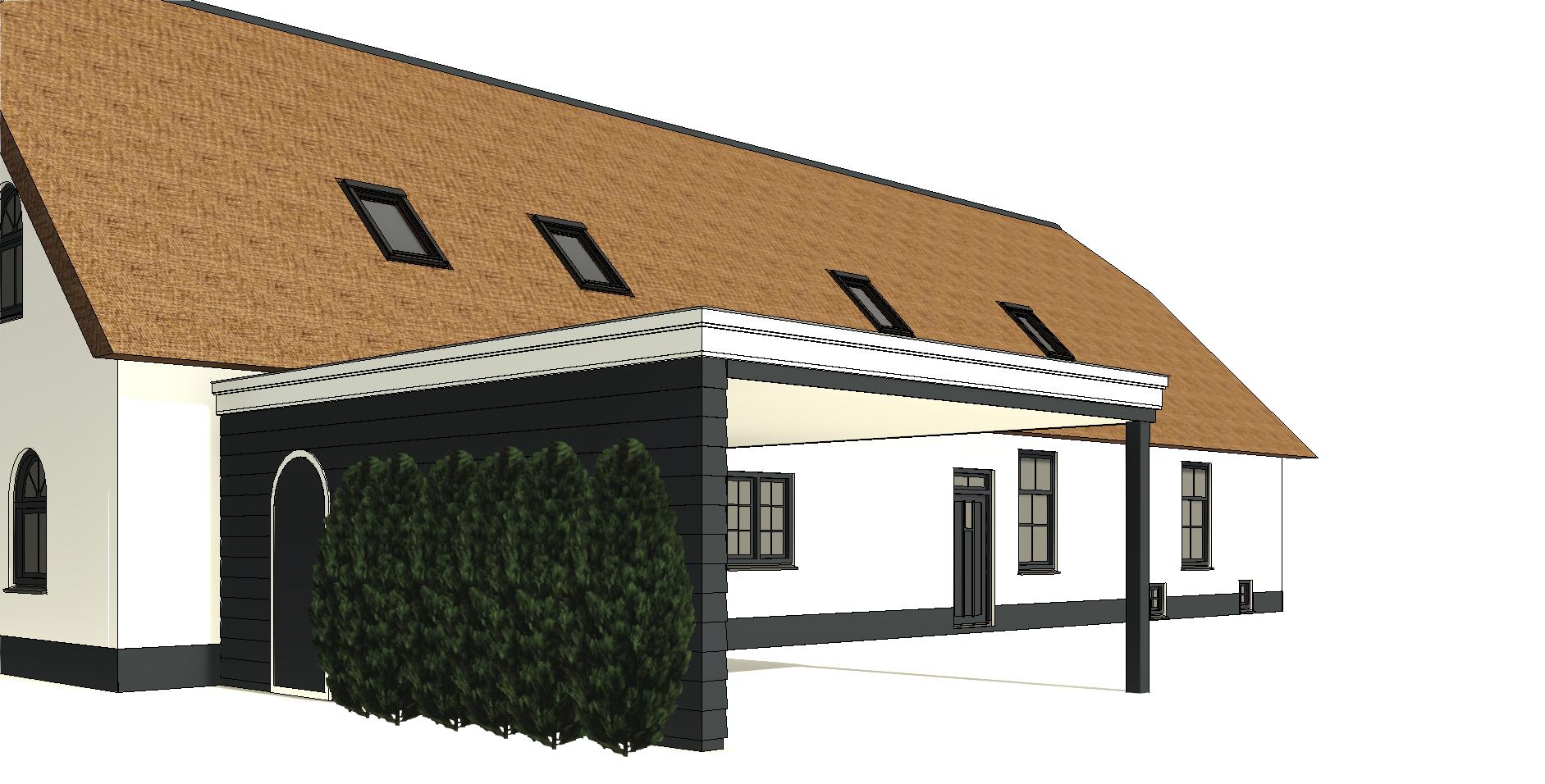 architect tekenbureau verbouwing renovatie woning boerderij leimuiden bouwtekening 3D visualisatie carport